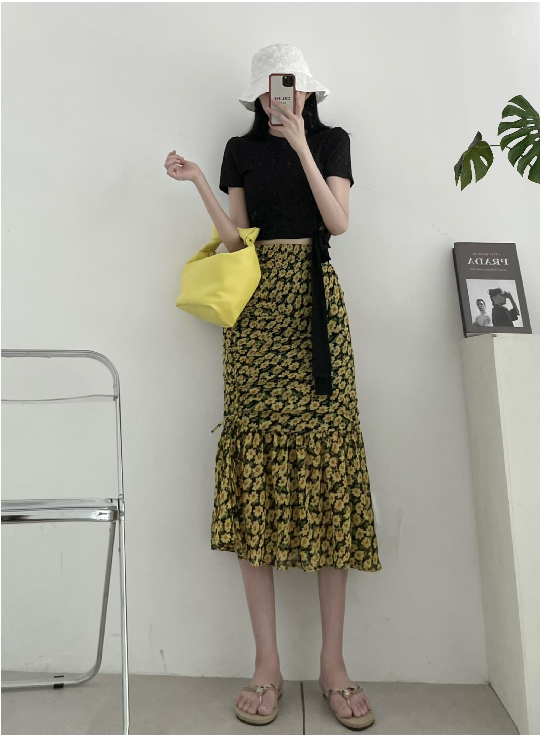 Set áo chân váy hoa voan dây rút 2013