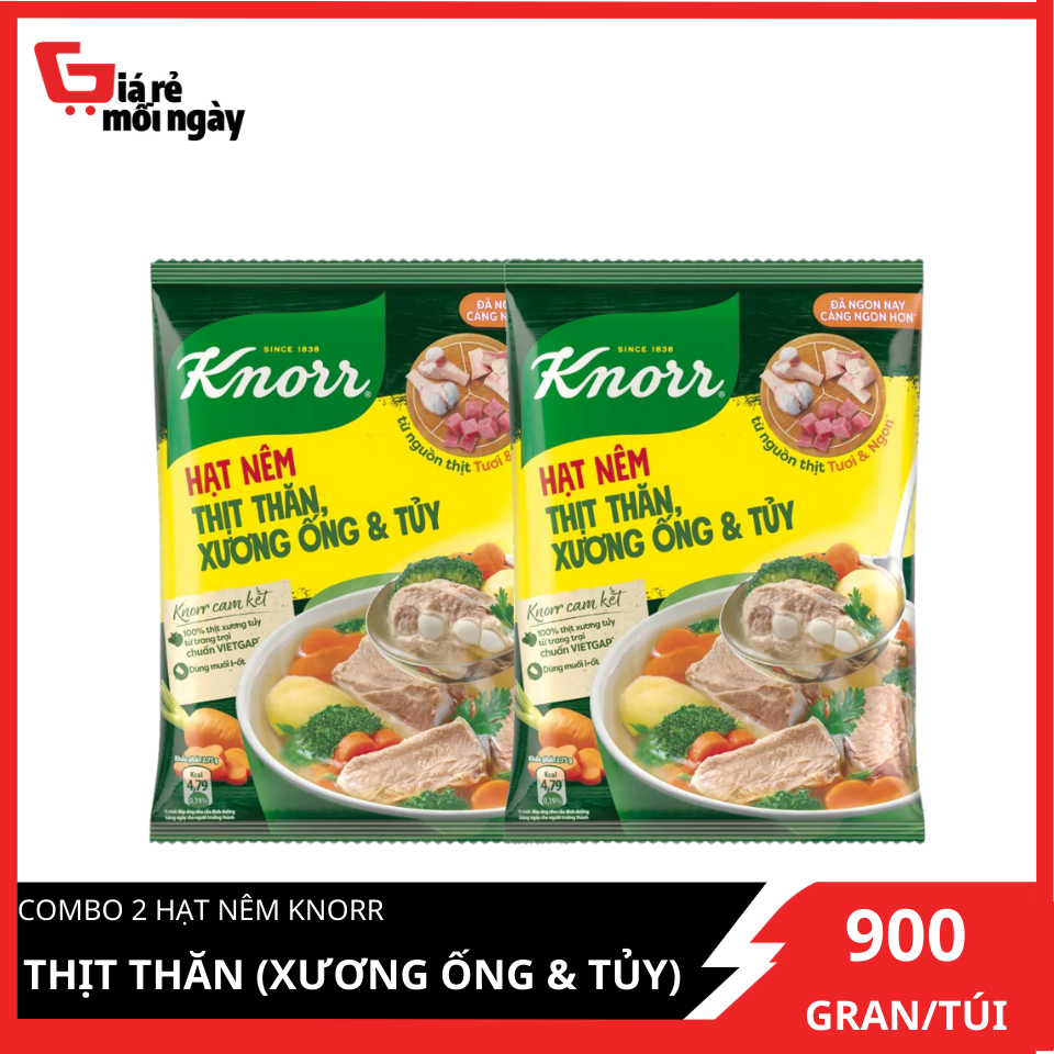 [HCM ship 2h] Combo 2 Hạt nêm Knorr Thịt thăn (xương ống & tủy) 900g