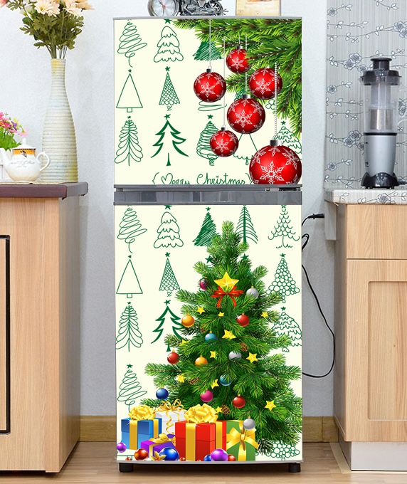 Decal cao cấp chống thấm dán tủ lạnh - Mùa Giáng Sinh