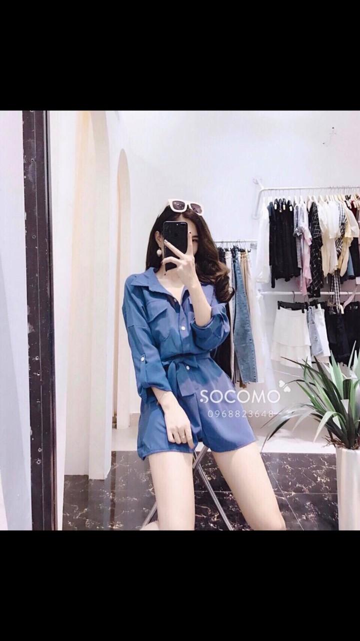 Sét Jumpsuit áo dài tay cát hàn-QH