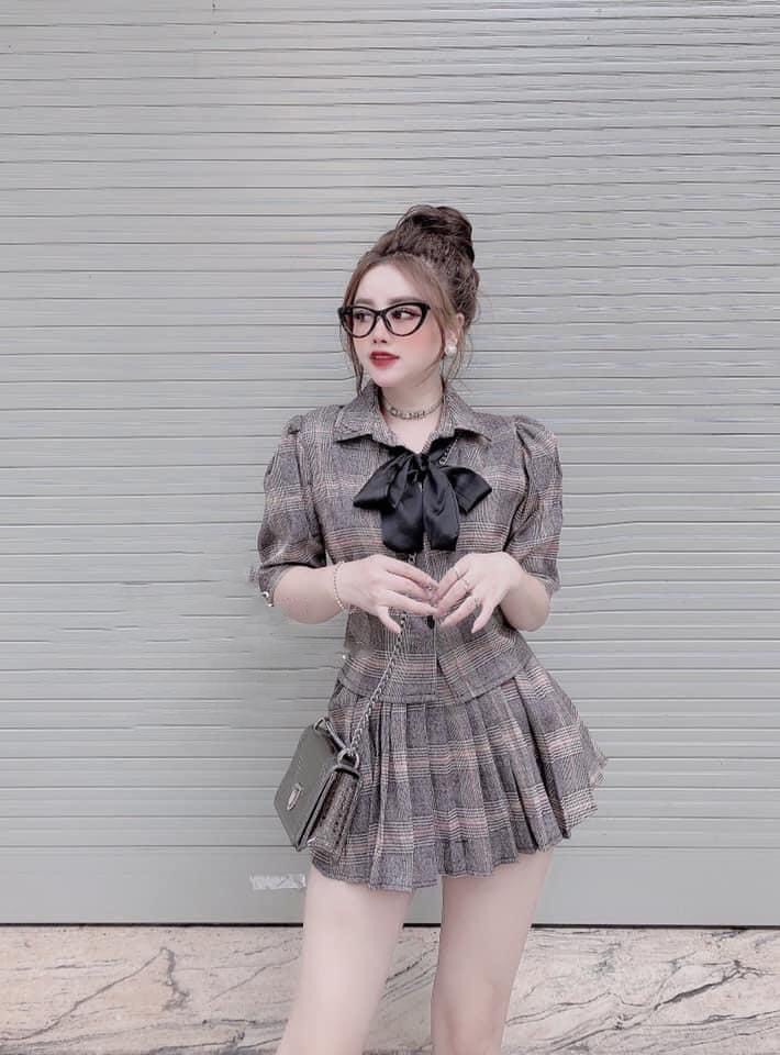 [HCM]Đầm xòe kate đính nơ cá tính