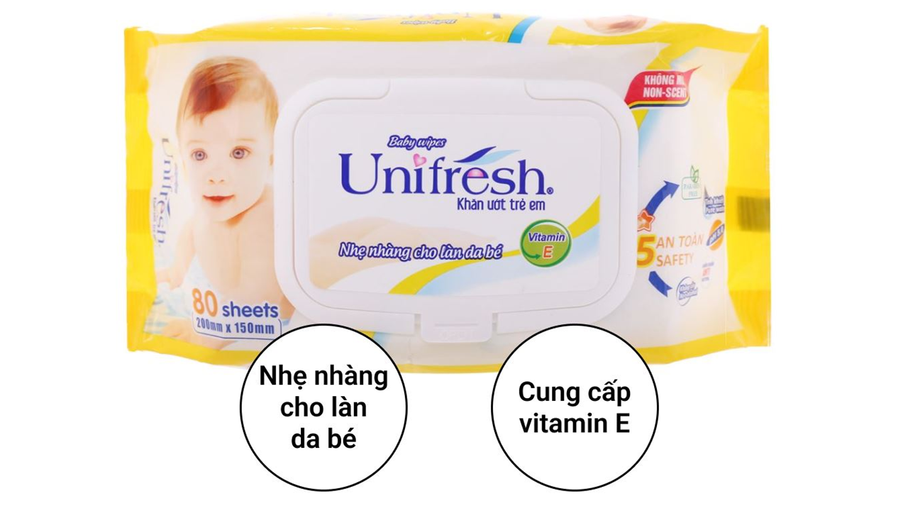 [FREESHIP] Khăn ướt Unifresh VITAMIN E (60 MIẾNG)
