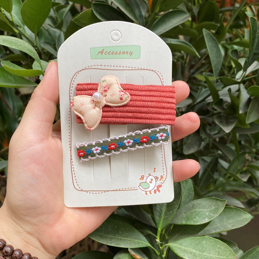 Set kẹp tóc bé gái dễ thương phong cách Hàn Quốc