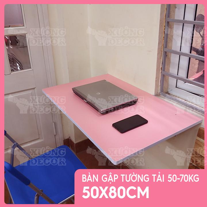 Bàn gập treo tường Hồng Pink 50x80cm tải 50-70kg