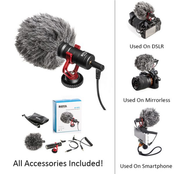 Micro thu Boya MM1 - Micro đa năng cardioid cho máy ảnh, máy quay, điện thoại, DSLR – Chuyên dùng thu âm, livestream cho vlogger, youtuber, streamer …bảo hành 12 tháng