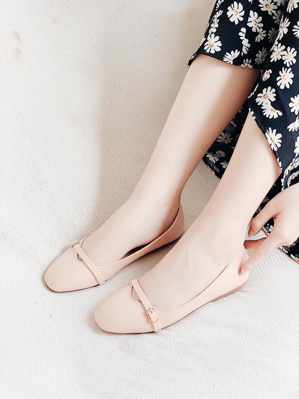 [HỖ TRỢ ĐỔI SIZE] giày búp bê phối dây khóa ngang