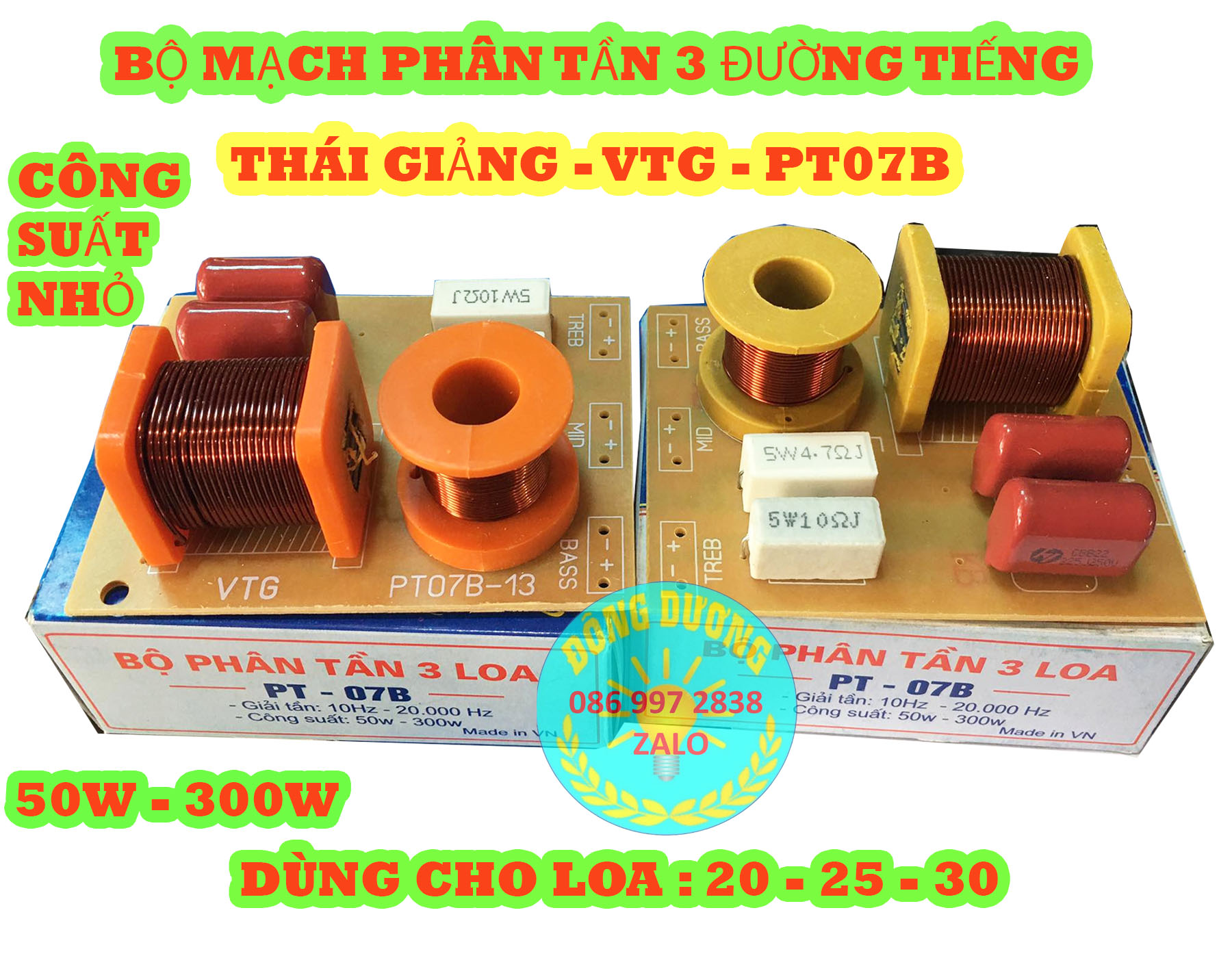Mạch phân tần 3 đường tiếng 07b - 1 bass 1 mid 1 trép - giá hai mạch