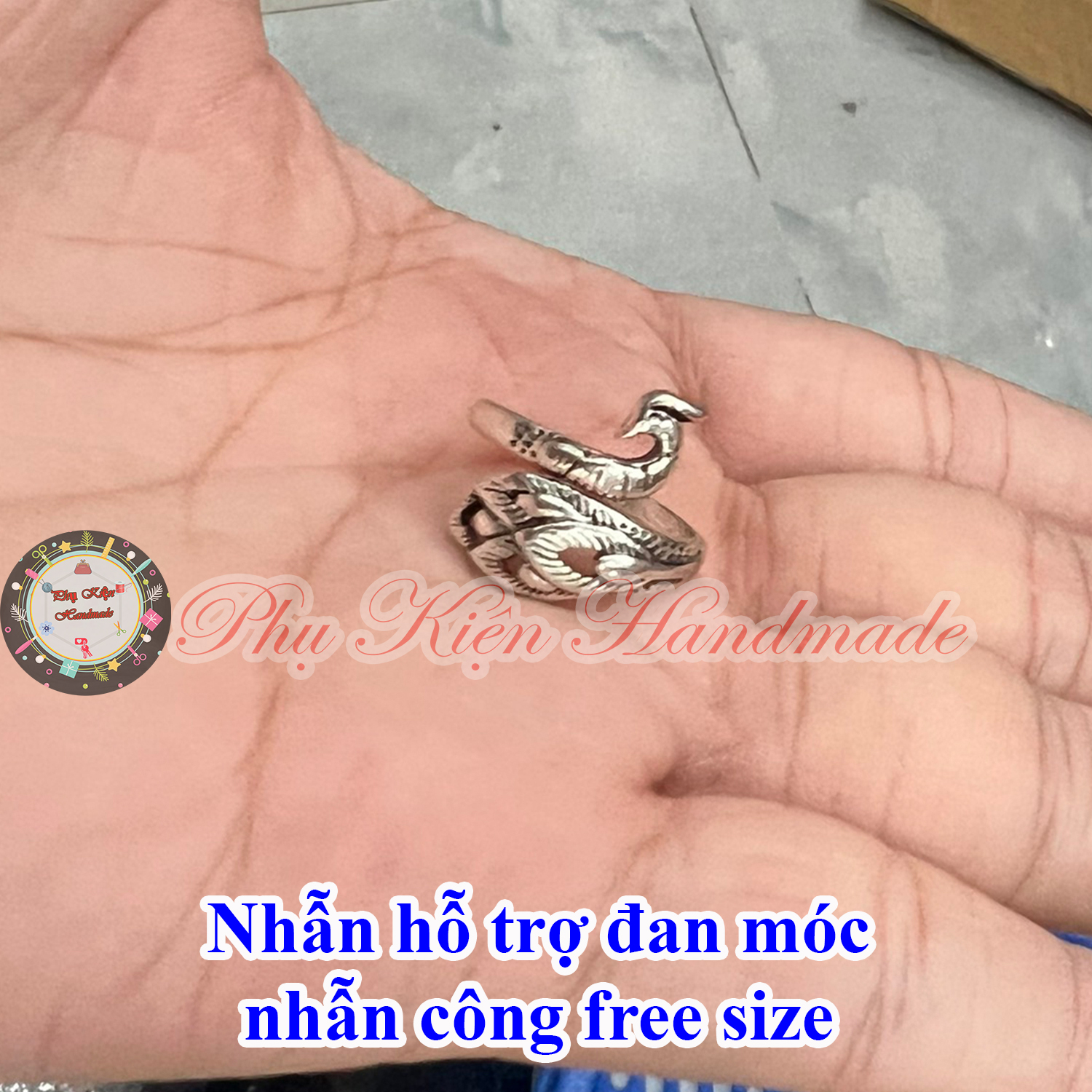 Nhẫn hỗ trợ đan móc, nhẫn công free size