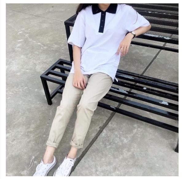 Quần kaki suông sắn ống