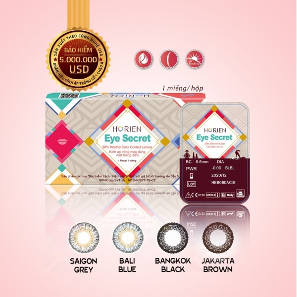 Giá bán Kính áp tròng màu dùng 1 tháng Eye Secret Contact Lens - SAIGON GREY