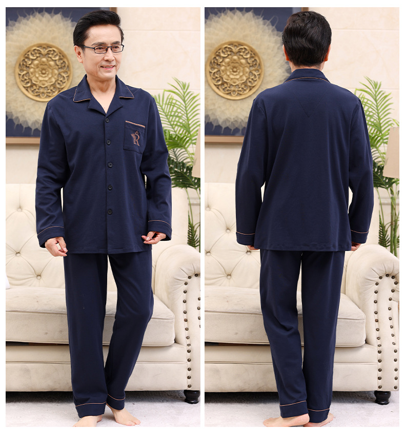Bộ pyzama vải cho ông già, cotton 100%