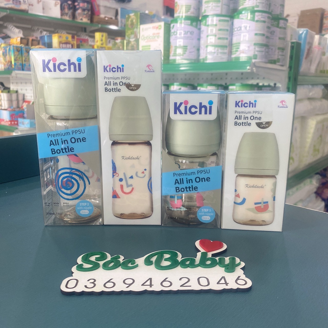 Bình sữa cổ rộng PPSU Kichilachi cao cấp 170ml/270ml
