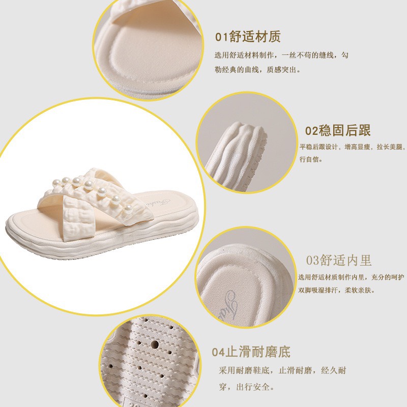 Dép Lê Nữ Quai Chéo Đính Ngọc