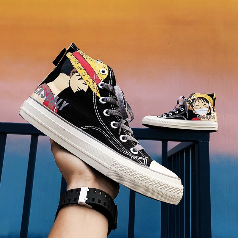 Giày ulzzang dáng Converse in hình anime luffy