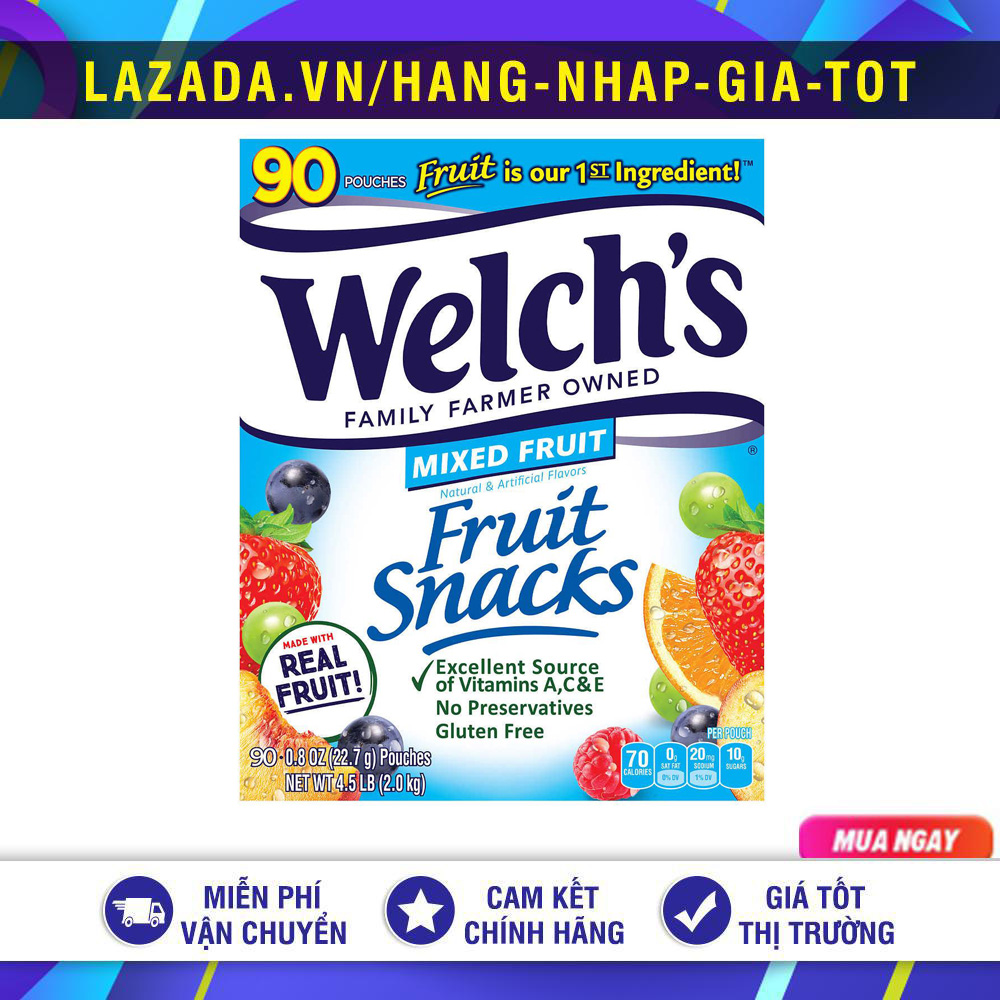 KẸO DẺO TRÁI CÂY WELCH'S FRUIT SNACKS 90 GÓI MỸ