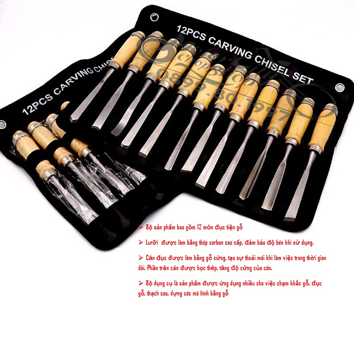 Bộ đục gỗ 12 cây cao cấp tiện dụng