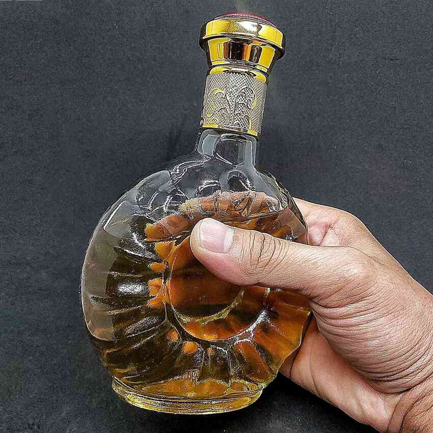 Glass Bottle 250ml – Ground Flat design – Red Cap – D1 pattern – combo 2 bottles