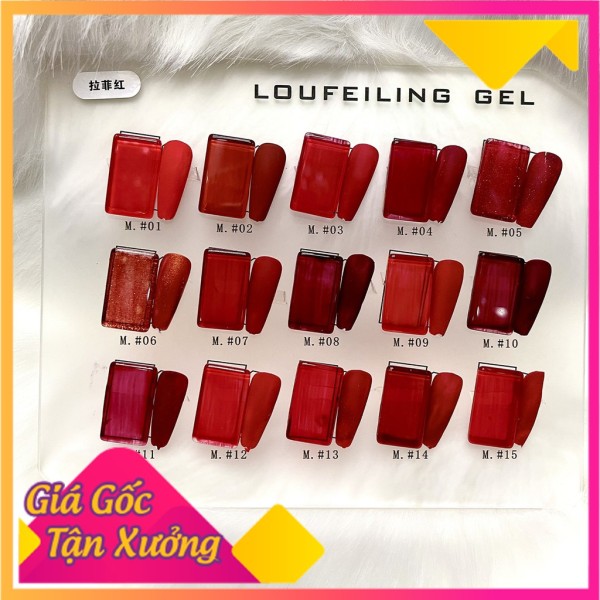 Sơn thạch nail LouFeiLing tone đỏ set sơn thạch 15 màu