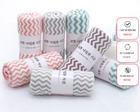 Khăn mặt lông mịn xuất Hàn 30x50cm siêu thấm nước