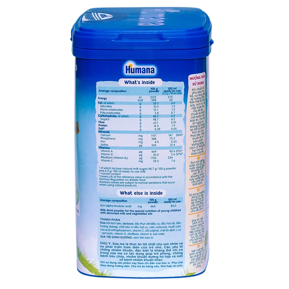 Sữa bột Humana Gold Plus 3 (1-9 Tuổi) 650g Mới (Date T7/23)
