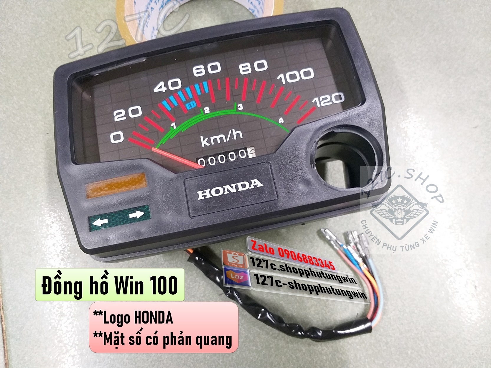 [HCM] Đồng hồ Win 100 (Logo Honda / Mặt số phản quang)