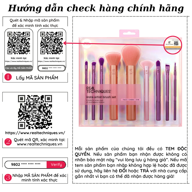 Bộ cọ trang điểm cá nhân RT Real Techniques 9 cây Insta Artist Brush Set 0071