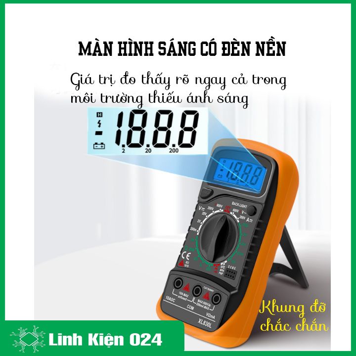 Đồng hồ đo điện tử vạn năng XL830L, đồng hồ đo điện đa năng XL 830L, đo điện áp hiển thị số, đồng hồ đo có kèm pin theo