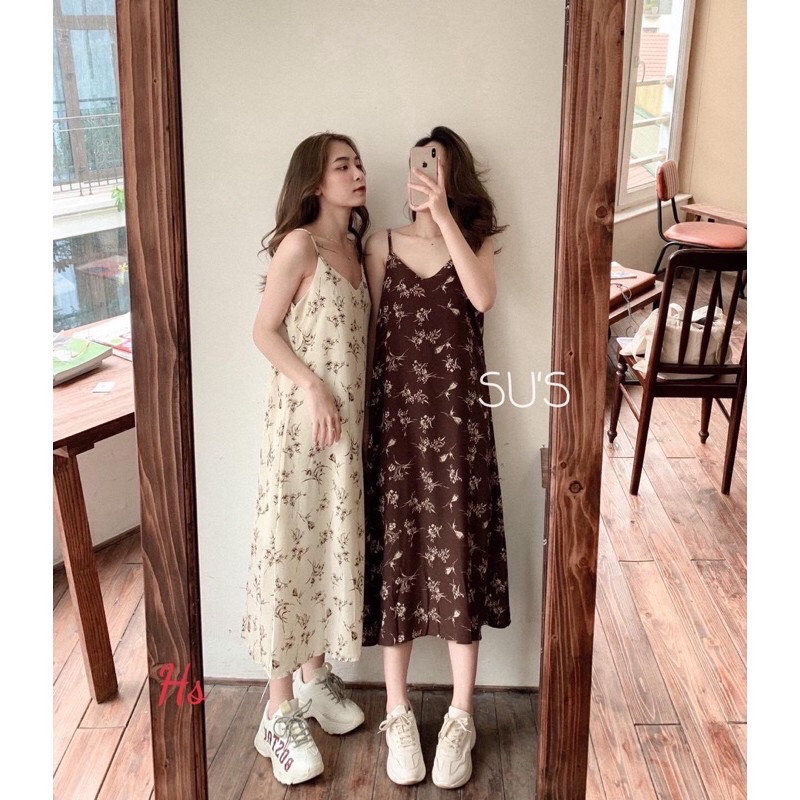 [FREESHIP + HOÀN TIỀN 50K] 🦋 Váy Nữ Hoa Chất Voan Dáng Dài 2 Màu 🦋
