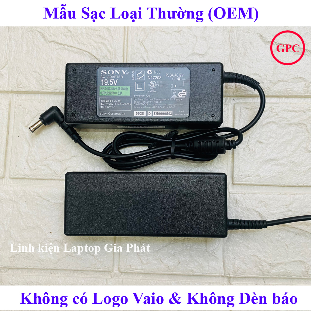 SẠC/ Adapter Laptop SONY VAIO 19.5V - 3.9A - 75W (Tặng kèm dây nguồn)