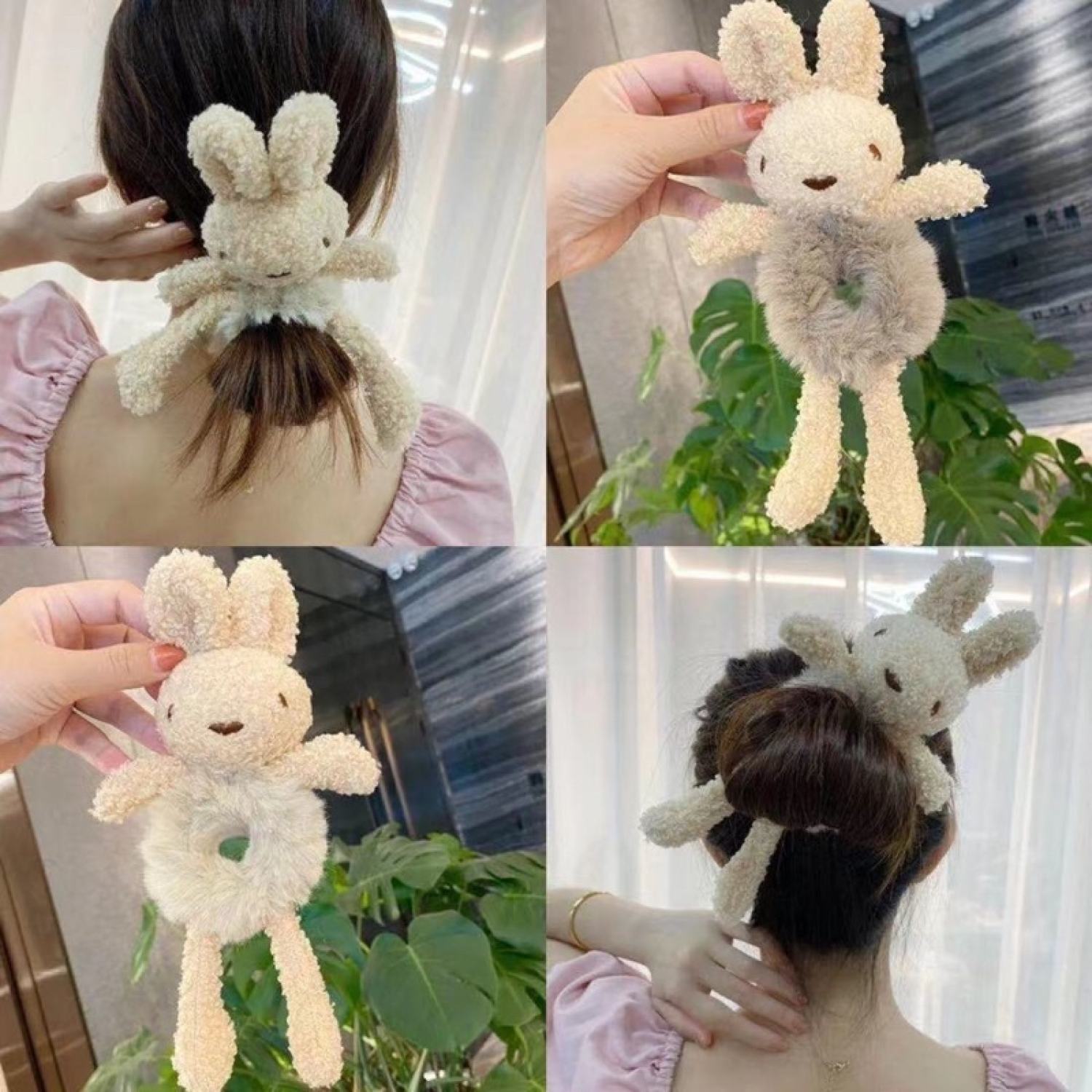 Cột tóc tai thỏ, buộc tóc gấu bông Hàn Quốc, phụ kiện tóc