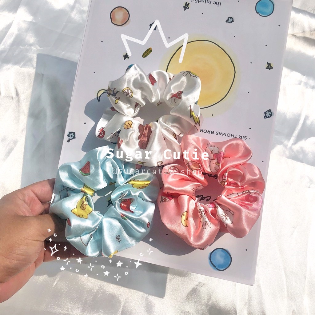 Scrunchies gấu thỏ vịt cột tóc dễ thương