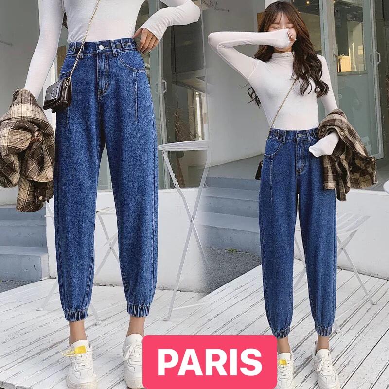 QUẦN BAGGY JEAN NỮ CHẤT BÒ XANH ỐNG TÚM LƯNG CAO NÂNG MÔNG PRCJ-335 CAO CẤP - PARIS FASHION