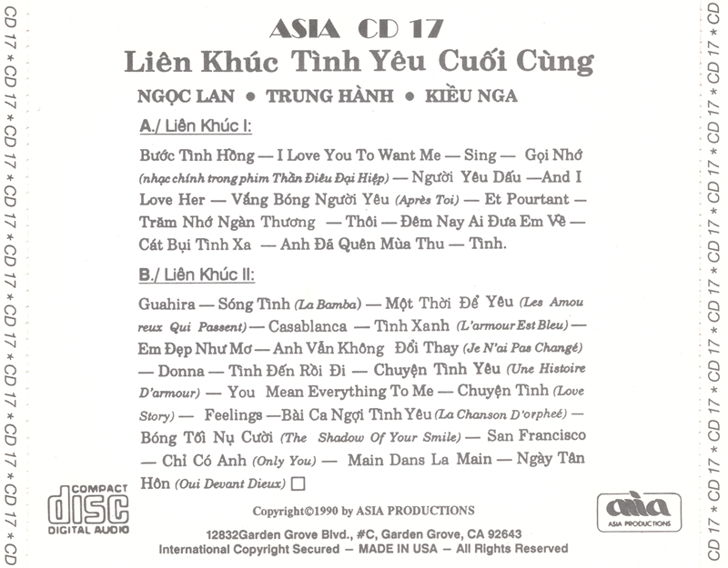 [MDCD] Đĩa CD Liên Khúc Tình Yêu Cuối Cùng