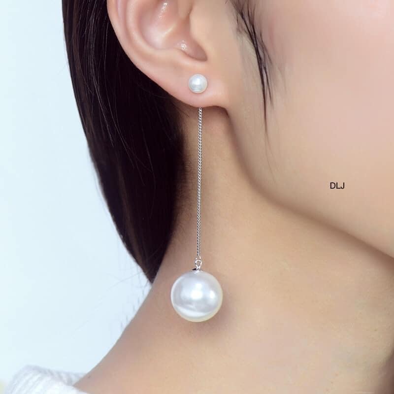 Bông tai bạc tua trai MS35