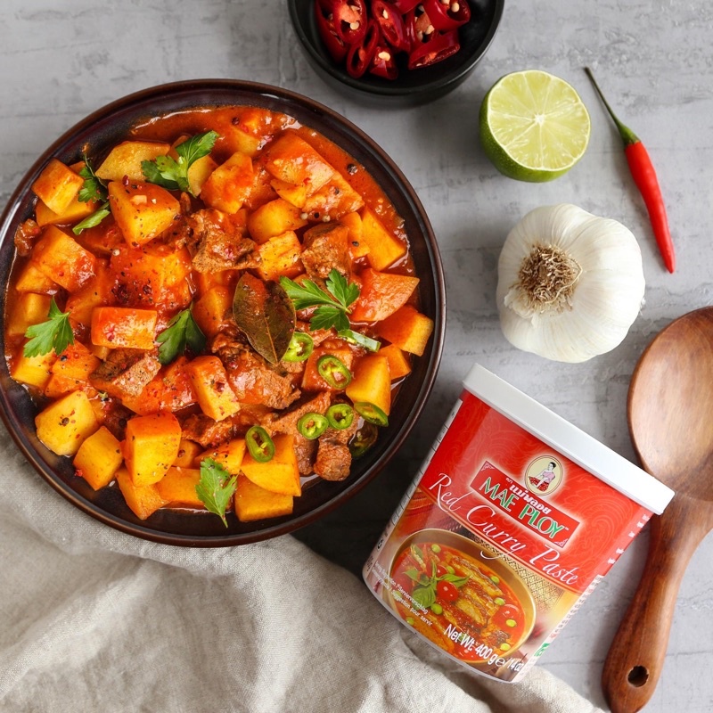 🌶️ GIA VỊ CÀ RI ĐỎ HIỆU MAE PLOY RED CURRY 400G – CHUẨN VỊ THÁI LAN, ĐẬM ĐÀ KHÓ CƯỠNG 🌶️