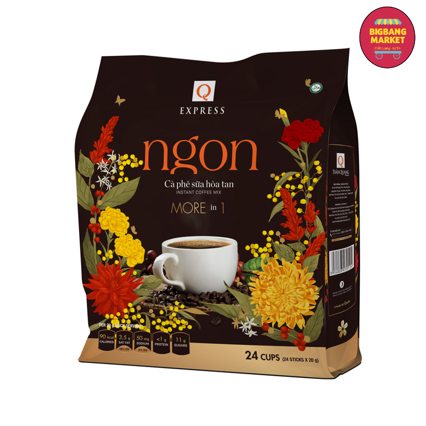 Cà Phê Ngon Trần Quang ( cà phê sữa More in 1), gói 24 tip