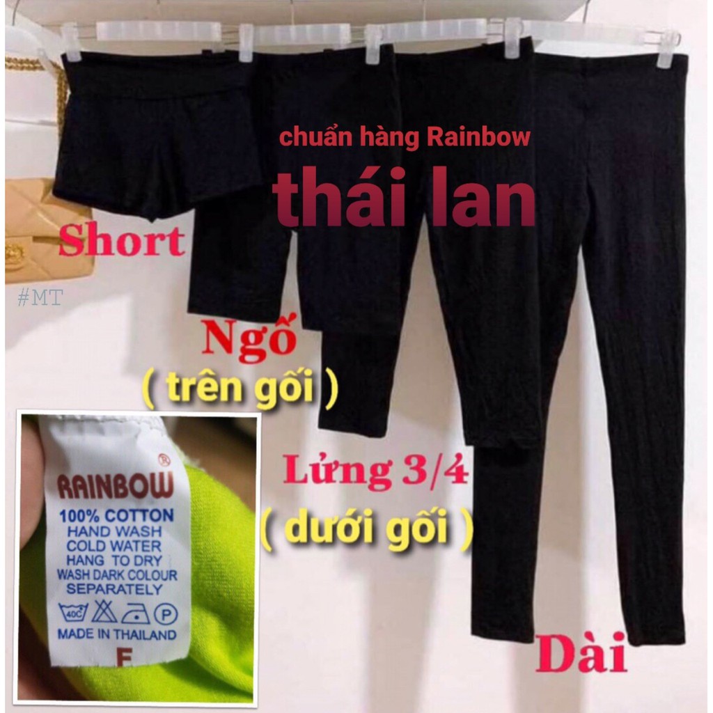 (SALE)Quần legging chuẩn RAINBOW thái lan (tag mạc như hình) MÀU ĐEN