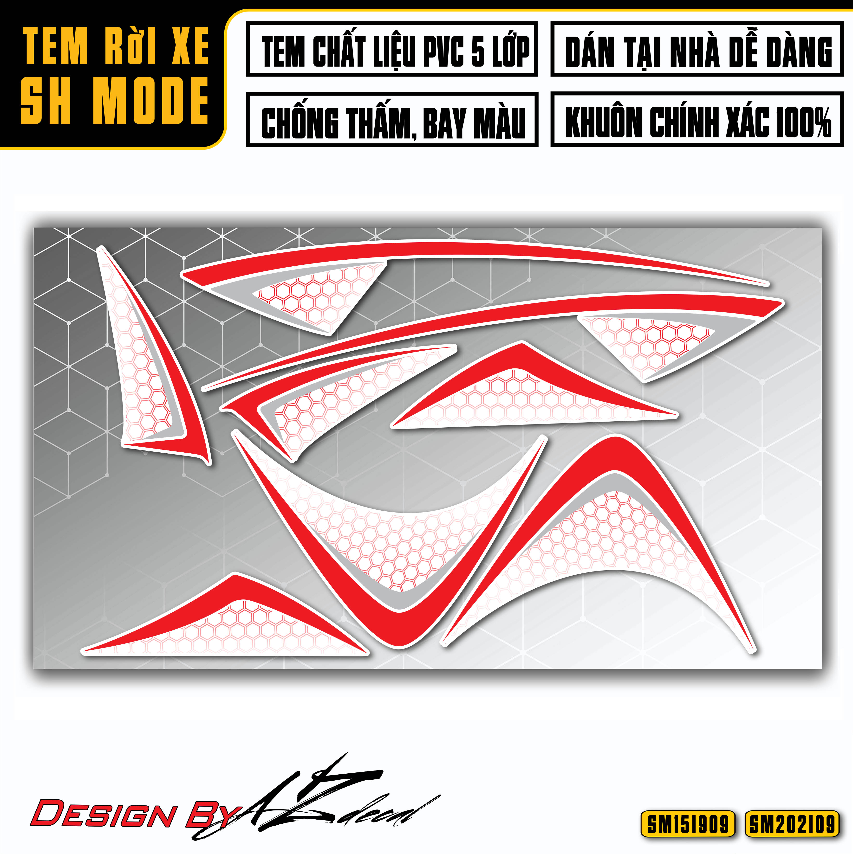 Tem Chế Dán SH Mode Mẫu Matrix Tem Chỉ | SM09 | Xe 2020 - 2021 & 2015 - 2019, Decal Rời Dán Xe Máy Chống Nước, Cắt Sẵn Khuôn - Azdecal