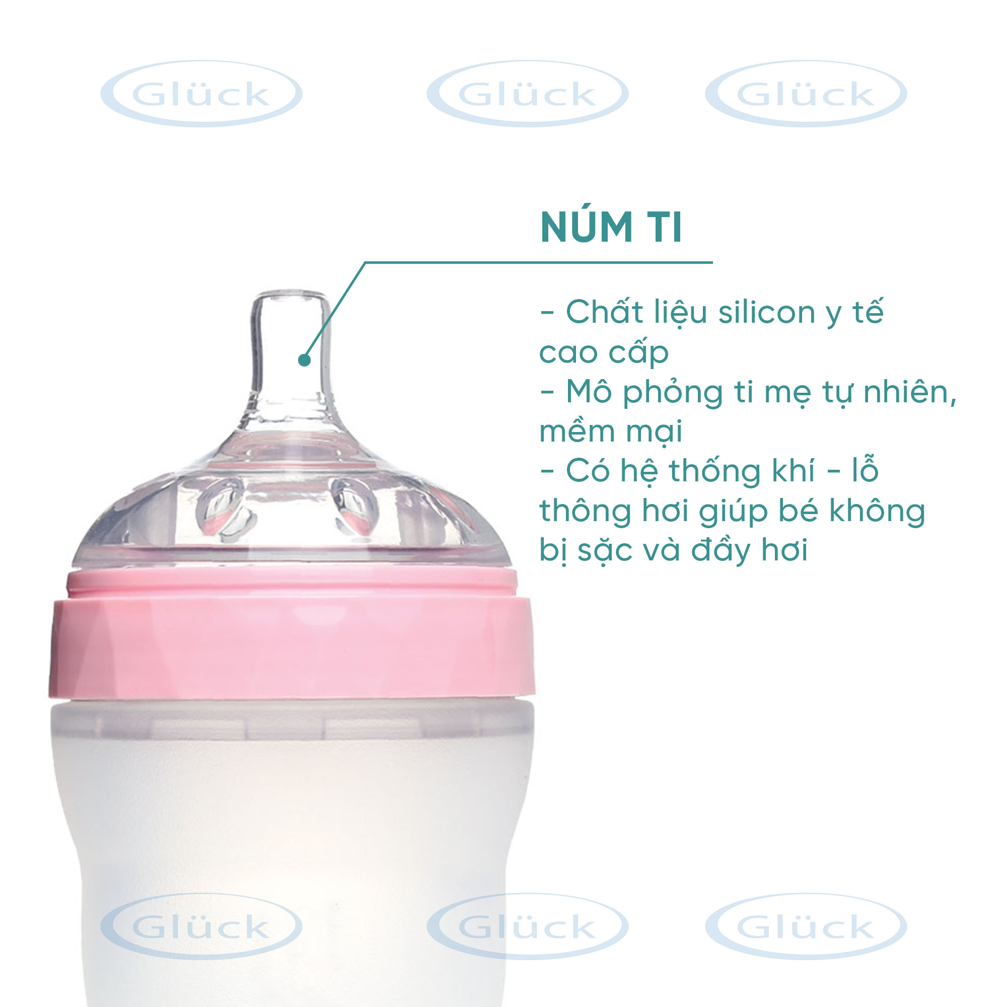 Bình silicon kim cương MMD240 - Gluck Baby