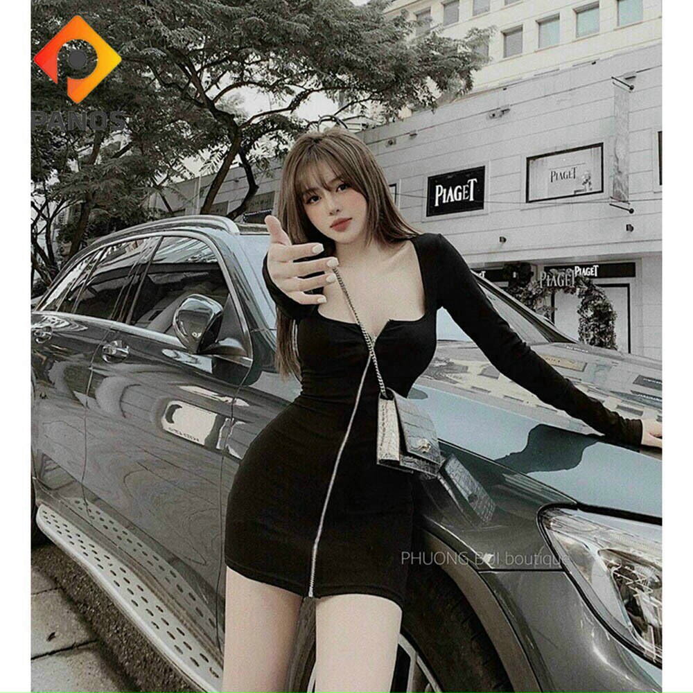 Đầm body khóa kéo dọc tay dài.fashionlyly