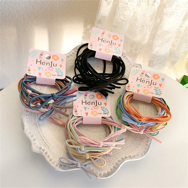 Set 6 Dây Cột Tóc Đính Nơ Xinh Xắn Cho Nữ