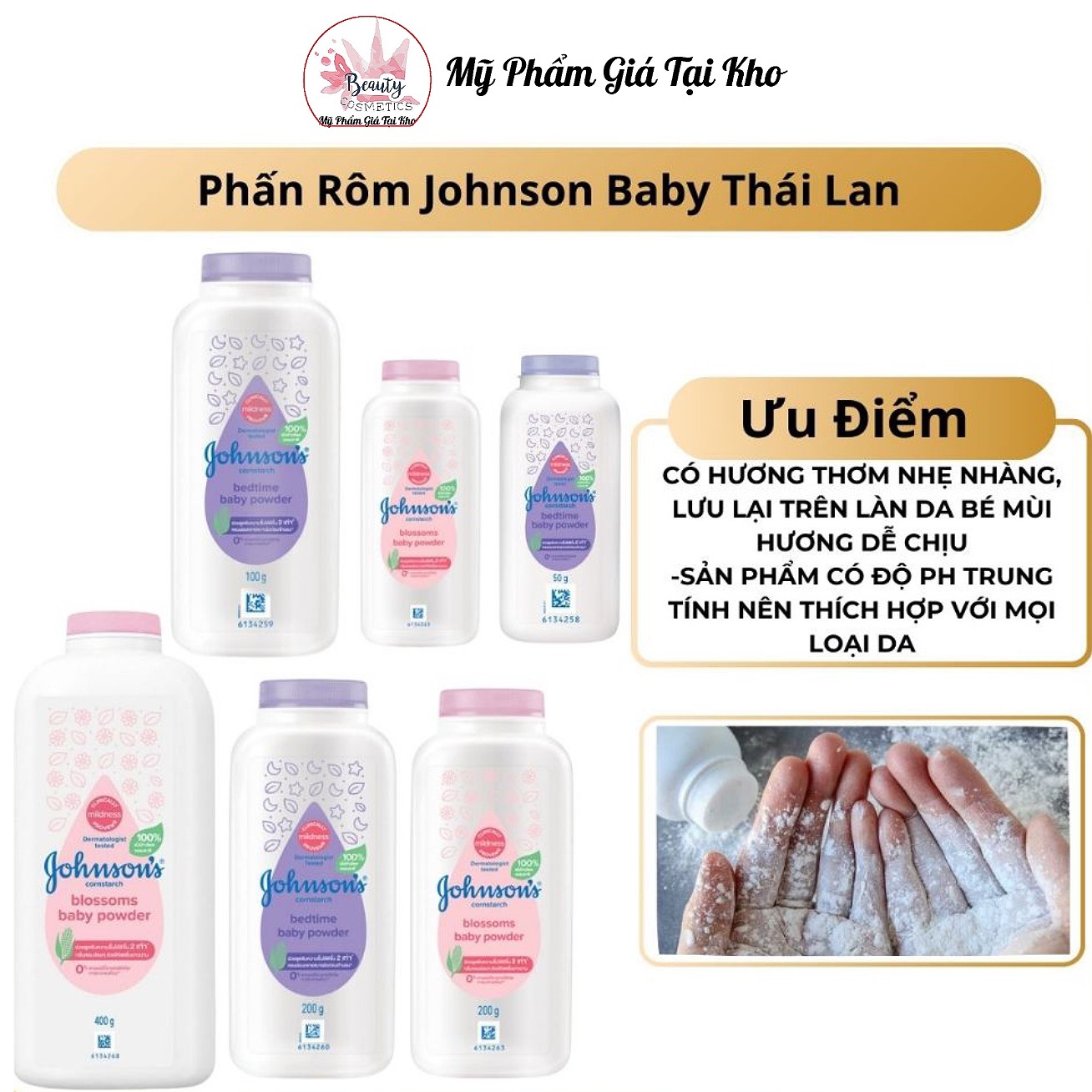 PHẤN RÔM hồng JOHNSON'S BABY cho bé 100g