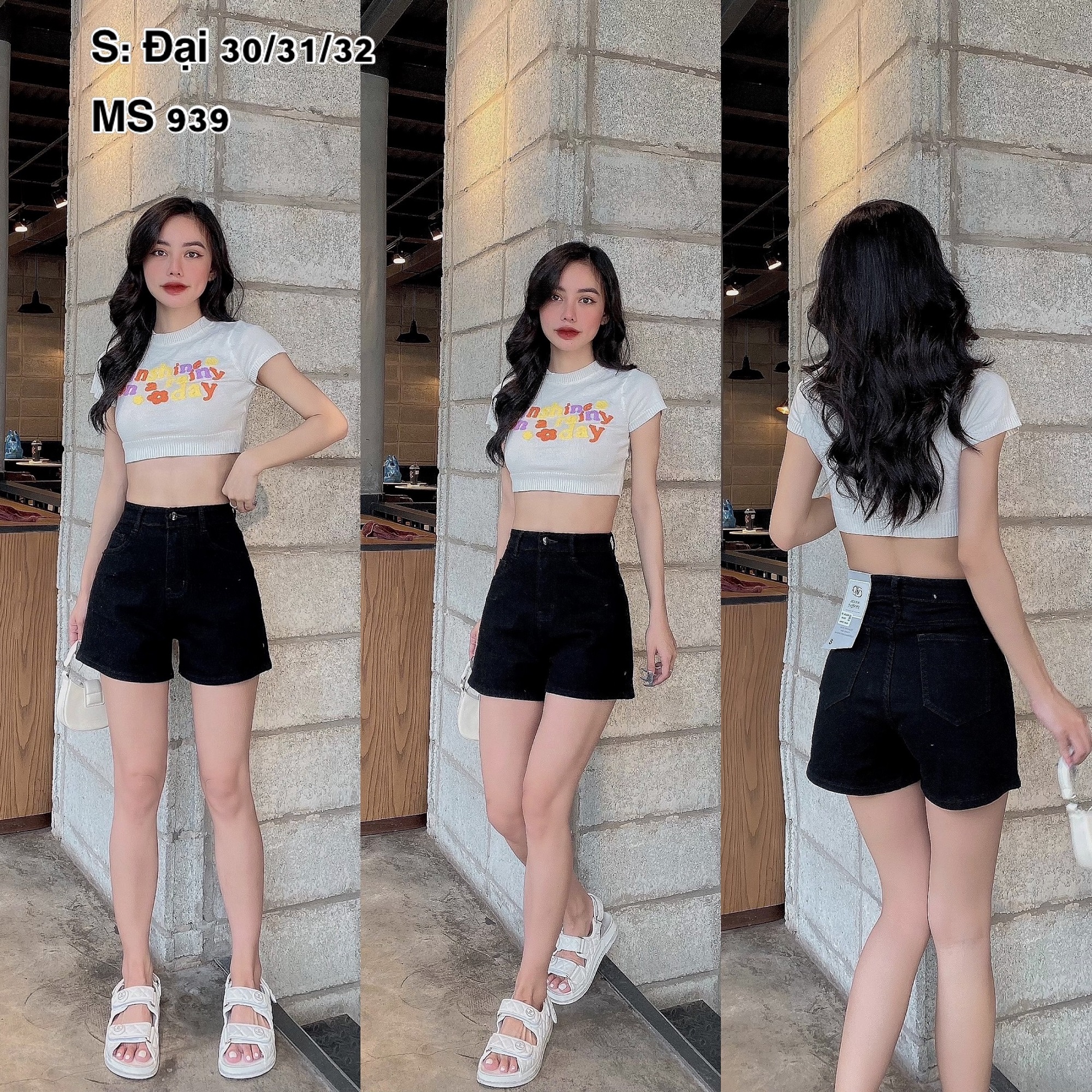 Quần sọt jean nữ trơn hàng co giãn mẫu đơn giản tôn dáng
