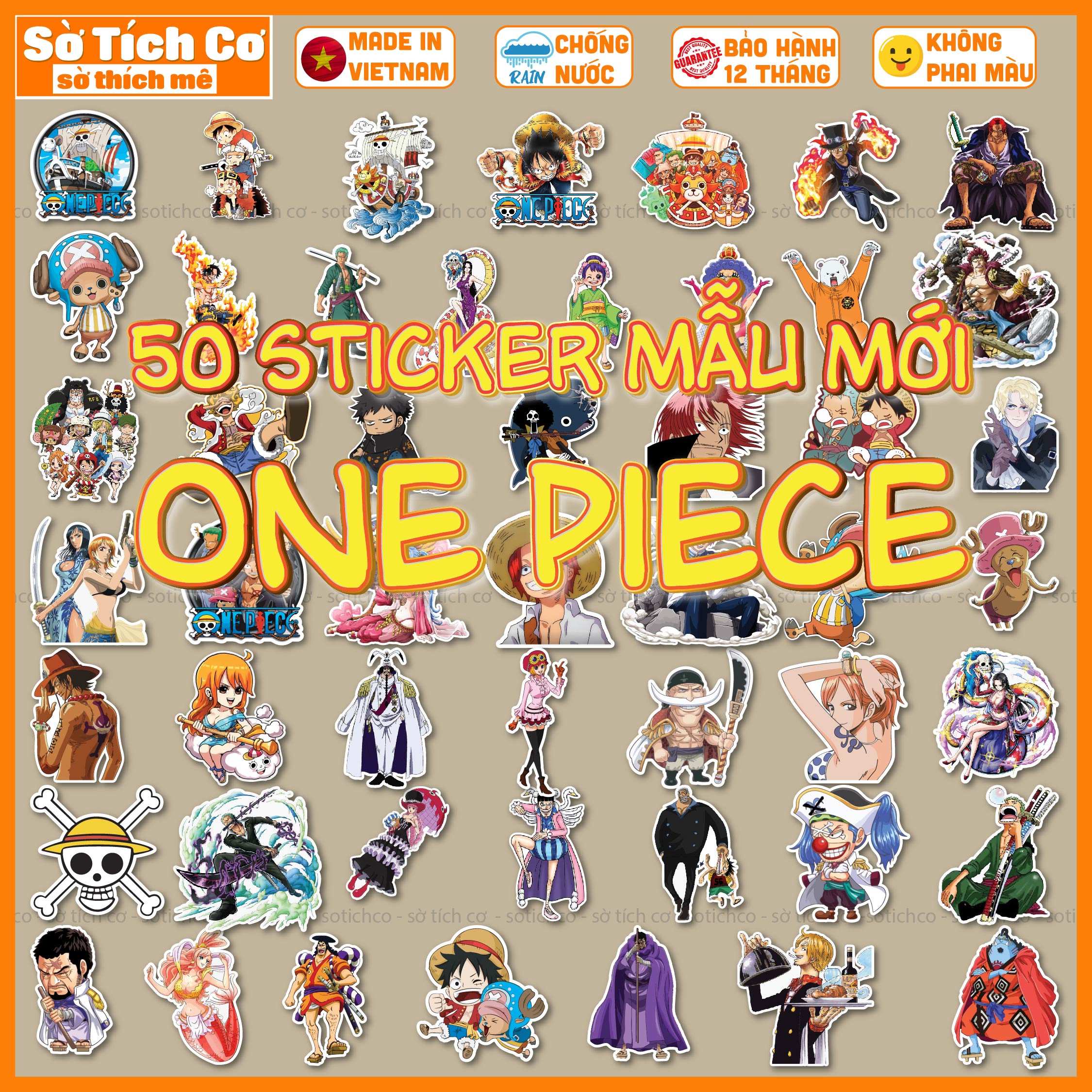 Bộ 50 sticker One Piece mẫu mới - Sticker hình dán trên mọi chất ...