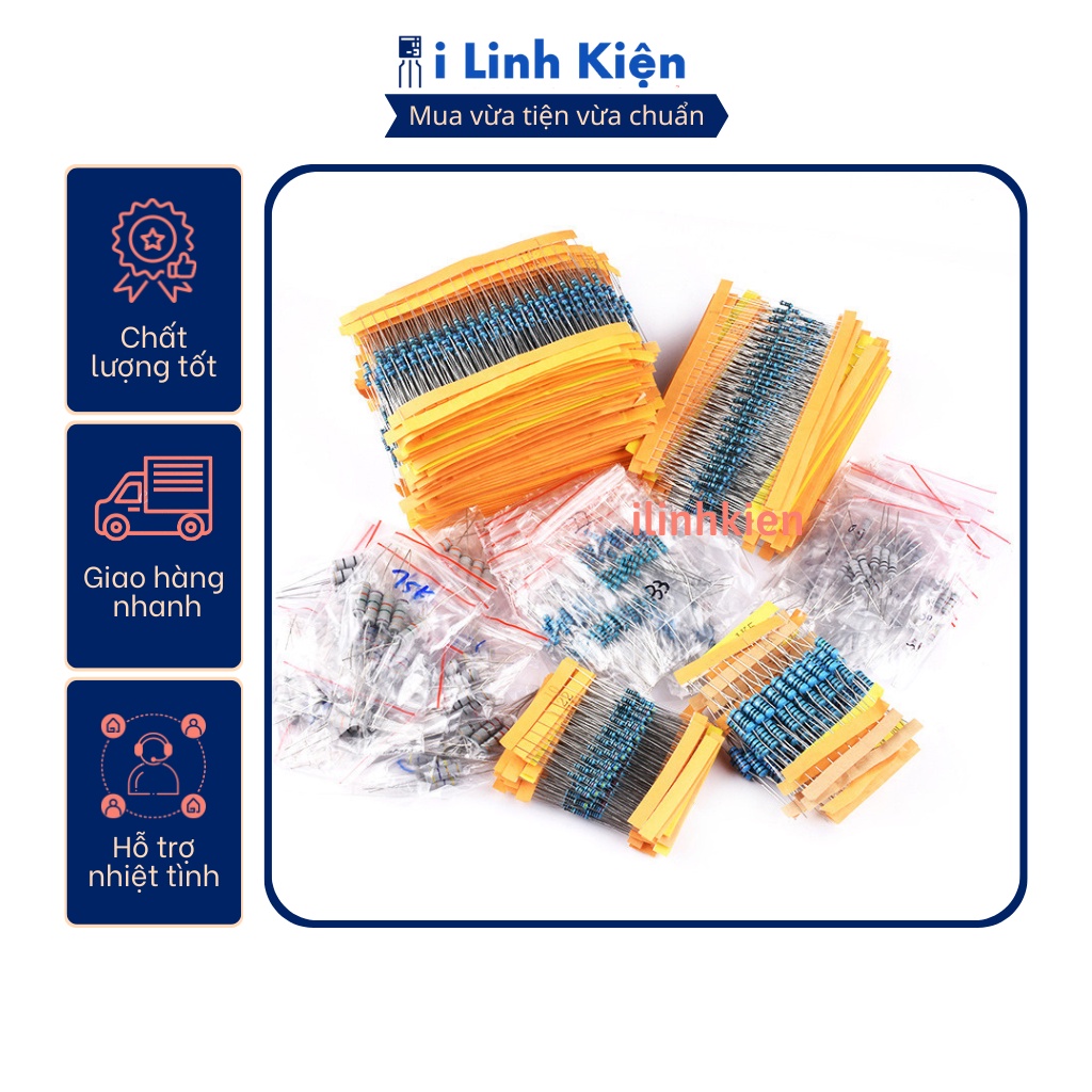 Điện trở vạch 1/4W 100K 1% chân đồng (50c)