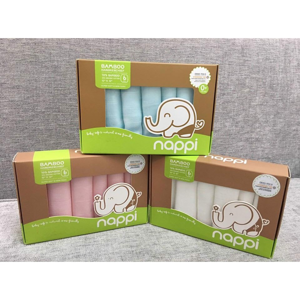 SET 6 KHĂN SỮA NAPPI 30x30cm SỢI TRE