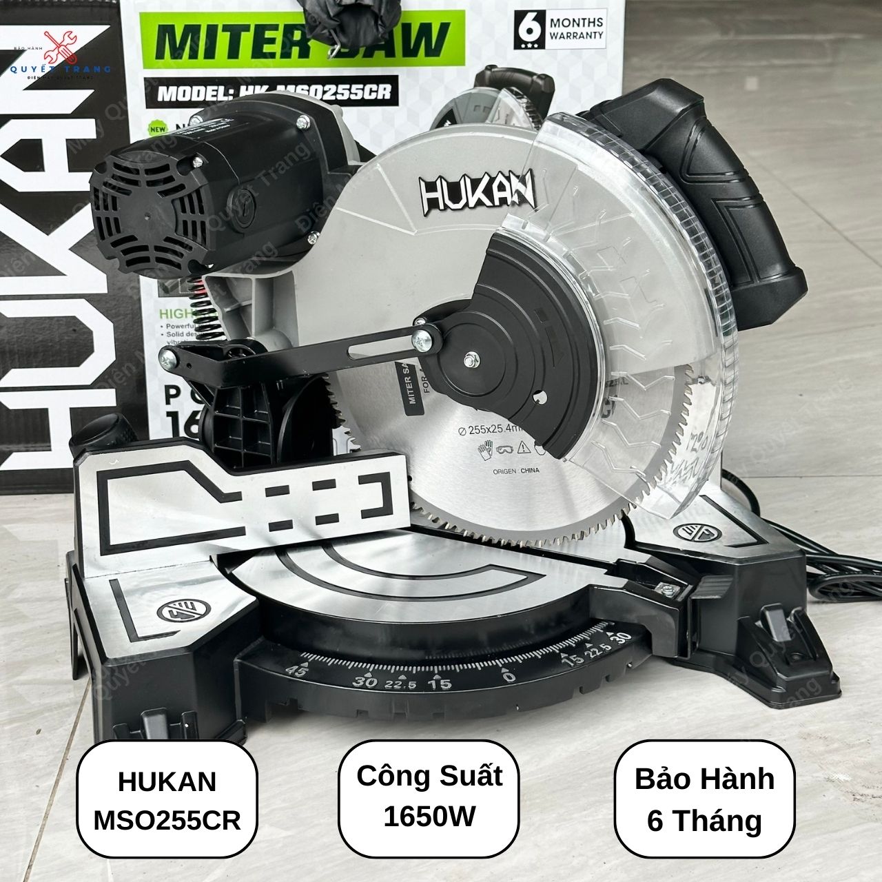 Máy cắt nhôm hukan mso255cr công suất 1650w đĩa cắt 255mm chính hãng hukan