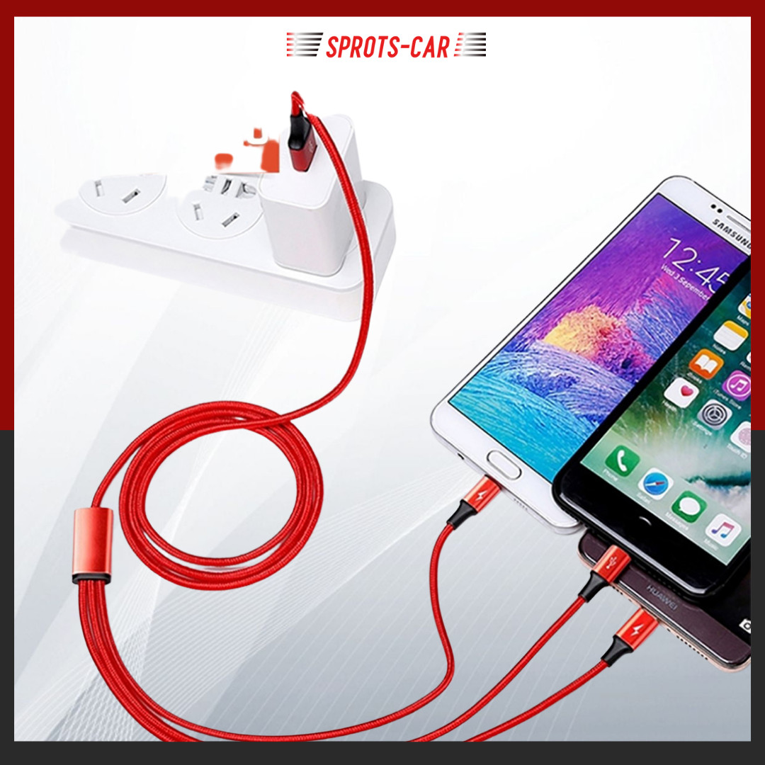 Cáp Sạc 3 trong 1 Micro USB Type C cho Huawei Xiaomi iPhone