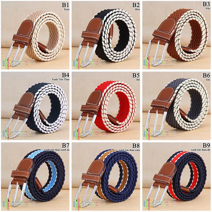 Thắt lưng vải dù co giãn B - 12 màu