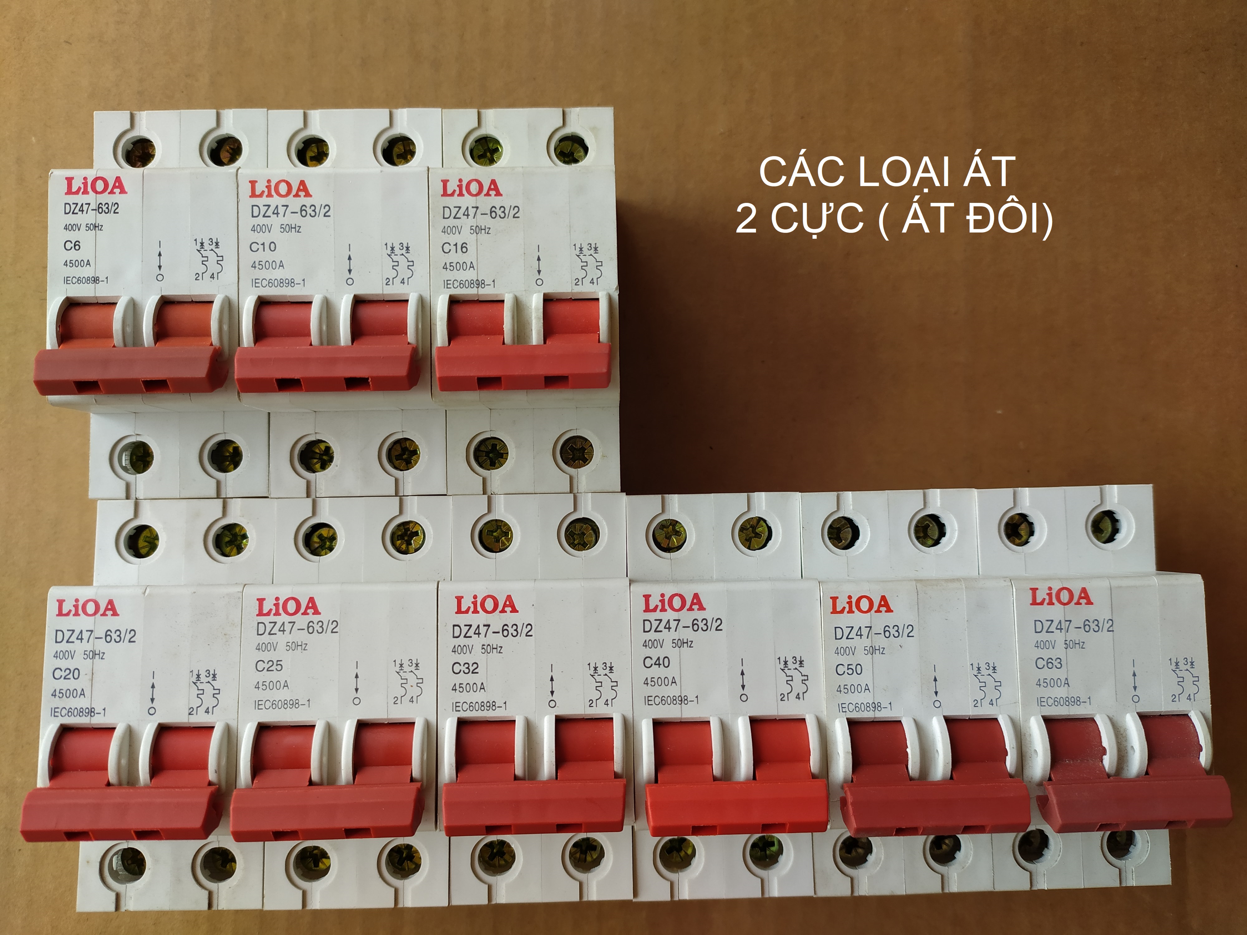ATTOMAT 2 CỰC LiOA TỪ 6A -63A -DÒNG ÁT CÀI.